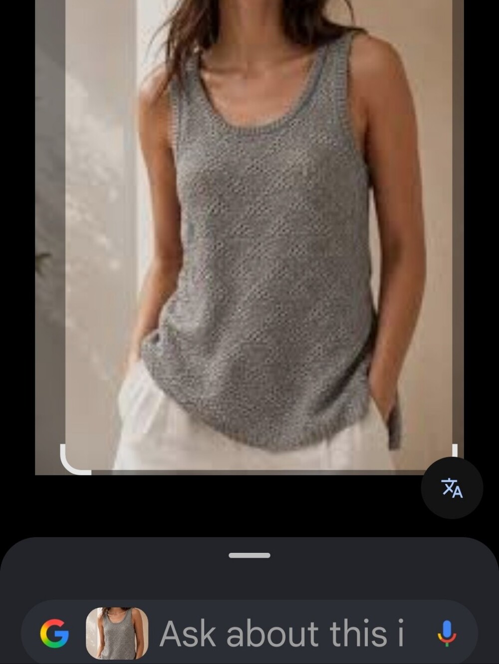 Moth Gray Knit Scoop Neck Tank